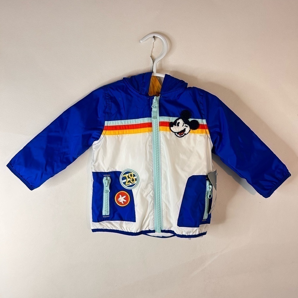Disney Mickey Mouse Jacket Hooded Patches 6-9M NEW